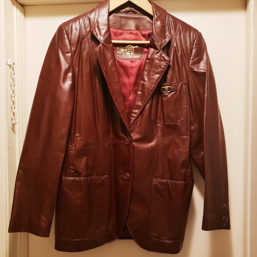 Vintage Etienne Aigner Ladies' Leather Jacket Size 12 Oxblood Burgundy